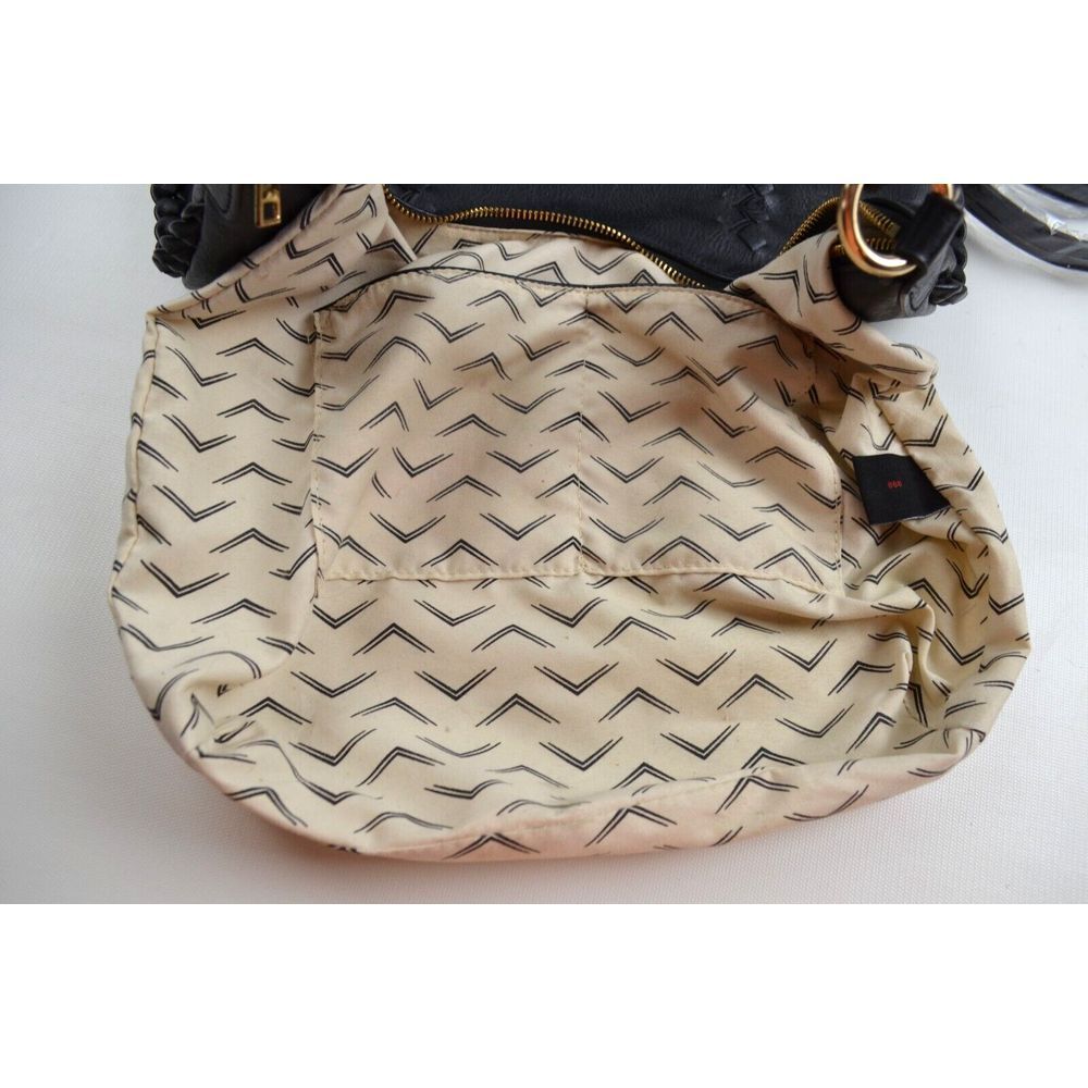 Moda Luxe Black Leather Hobo Shoulder Bag with Braided Detail - Picture 12 of 13